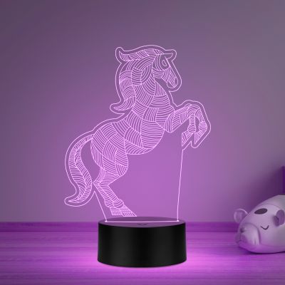 3D Illusion Horse Led Night Lamp 16 Color Changing Light with Remote Control Gifts for Child Baby Boy and Girl